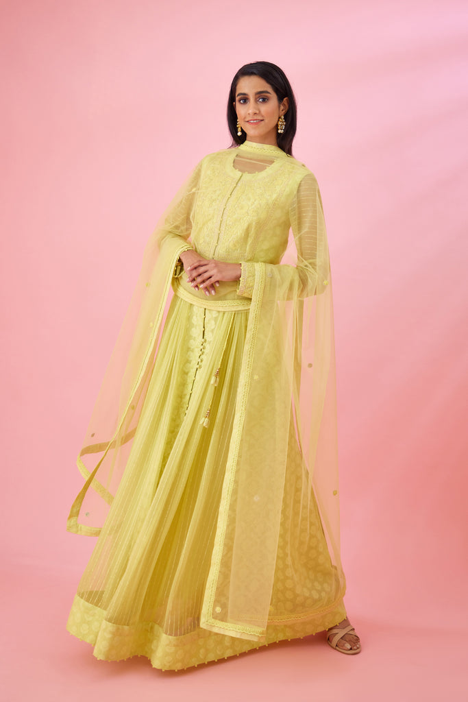 Pavitraa Elegant Lemon Yellow And Green Color Bridal Velvet at best price  in Surat